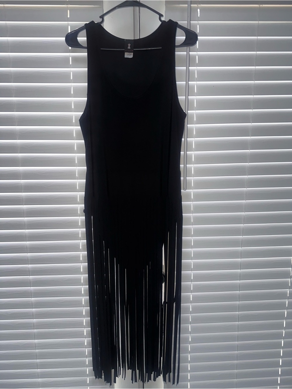 Black Fringe Sleeveless Bodysuit- Womens Size 1X